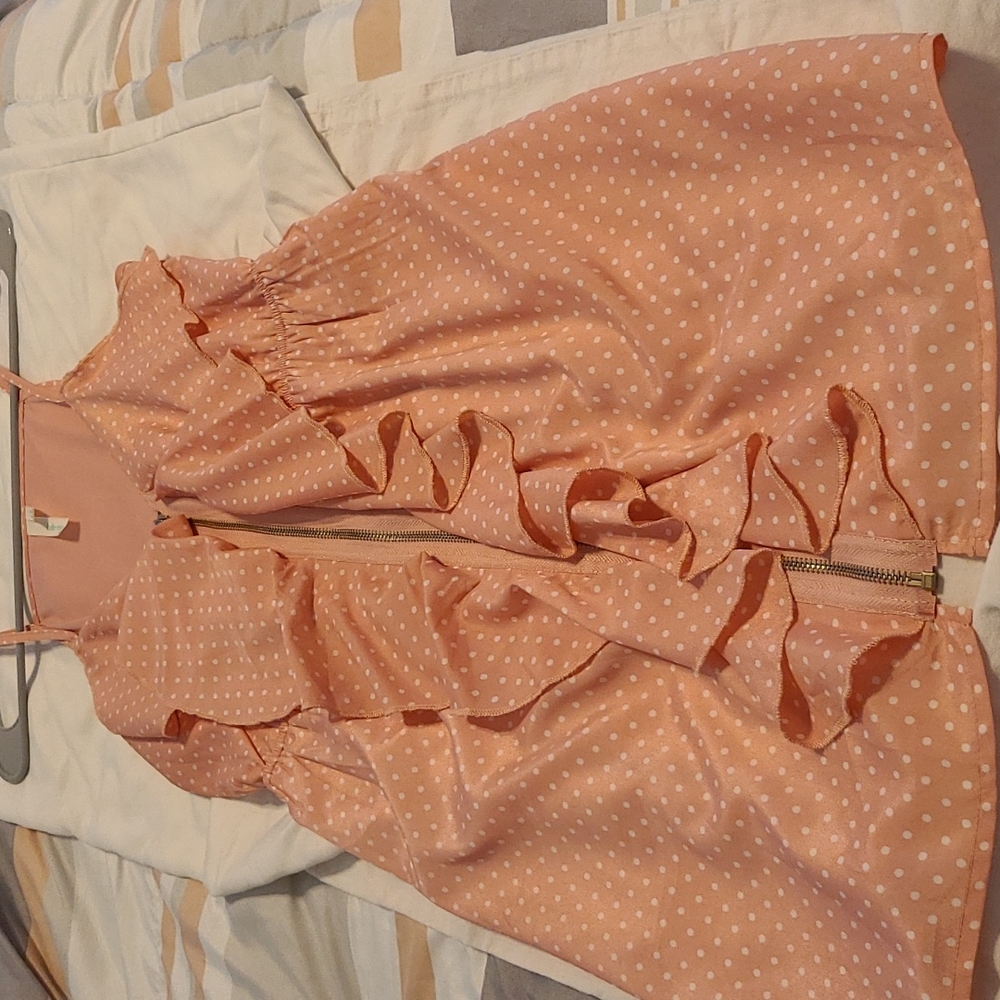 Pink Small Polka-dot ruffle Dress